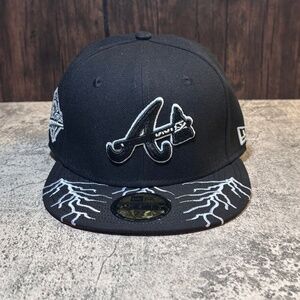 🧢👻New Era Atlanta Braves GiD Lightning 59FIFTY Fitted Hat 1995 WS 7 1/8 1